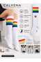3-Piece Striped Colorful Circle Patterned Knee-Length Women's Socks - 2