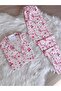 Candy Cane Patterned Suede Shirt Collar Long Sleeve Pajama Set - 2