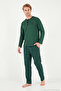 Patterned Cotton Buttoned Crew Neck Pajama Set Men's Pajama Set 6575002 - 6