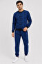 Men's Black and Blue Text Patterned Two-Thread Rastered Tracksuit Set - 3