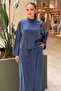 Short Front, Long Back Tunic and Trousers Set with Drawstring Detail - 3