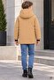 Mustard Boy's Embroidered Fur Hooded Inflatable Coat with Fleece Inside 24933 - 3