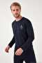 Minimal Printed Cotton Long Sleeve Pajama Set Men's Pajama Set 6575005 - 3