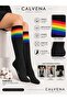 3-Piece Striped Colorful Circle Patterned Knee-Length Women's Socks - 2