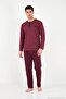 Patterned Cotton Buttoned Crew Neck Pajama Set Men's Pajama Set 6575002 - 5