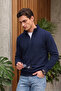 Cotton Half Zipper Stand Collar Sweater Men's Sweater 5905882
