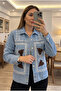 Women's Embroidered Denim Jacket with Snap Buttons