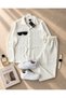 Men's White Textured Shirt and White Relaxed Fit Trousers 2-Piece Combination Set