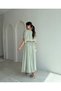 Women's Organza Belted Long Dress Pleated Draped Stylish Evening Dress Wedding Engagement Guest Dress - 2