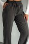 Women's Elastic Waist Lace-Up Striped Palazzo Gabardine Trousers 6023 Khaki - Premium Series - 6