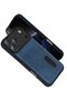 iPhone 17 Pro Max Compatible Leather Case with Sara Business Card Holder - Navy Blue Bezoss - 2