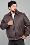 Faux Leather Coat with Pocket Detail and Fur Inside Kmd 897_50533 - 2