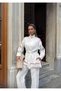Women's Front Sleeves with Bead Embroidery Tansel Fabric Bambir Ceken Pant Suit