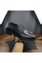 Men's Black Lace-Up Classic Shoes with Heels - 2