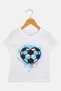 Kids Girl Crew Neck Short Sleeve Graphic Print T-Shirt, White - 3