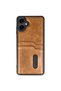 Samsung Galaxy A06 Compatible Case Sara Leather Case with Business Card Holder - Tan - 3