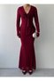 Women's Lace Evening Dress Long Sleeve Bow Fish Model Stylish Evening and Event Dress - 4