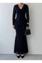 Women's Lace Evening Dress Long Sleeve Bow Fish Model Stylish Evening and Event Dress - 4
