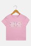 Kids Girl Crew Neck Short Sleeve Graphic Print T-Shirt, Pink - 3