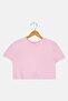 Kids Girl Solid Short Sleeve Crop Top, Pink - 2
