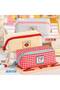 Checkered Fabric Washable Girls Boys Unisex Large Volume Multi-Compartment Large Size Children Student Cute Animal Fruit Patterned Primary School Middle School High School Pen Holder Pencil Case - 4