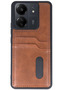 Xiaomi Redmi 13C Compatible Case Sara Leather Case with Business Card Holder - Tan - 2
