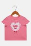 Toddlers Girl Graphic Print Short Sleeve Top, Pink - 3