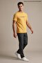 Men's Text Printed Flexible Yellow Loose T-Shirt
