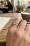 Silver-Colored, Double-Layer Gemstone Ring for Women with a Tail-Shaped Design BX - 2