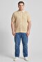Men Regular Fit Short Sleeve Eyelet Casual Shirt, Tan - 2