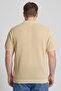 Men Regular Fit Short Sleeve Eyelet Casual Shirt, Tan - 4