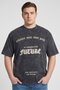 Men Relaxed Fit Graphic Print Short Sleeve T-Shirt, Heather Black
