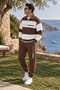 Balance Men's Brown and White Polo Collar Tracksuit Set – Zip-Up Top and Jogger Pants - 2