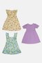 Kids Girl 3 Pieces Graphic Print Dress, Multicolor - 3