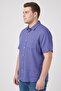 Men Regular Fit Plain Short Sleeve Casual Shirt, Blue - 3