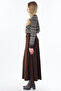 Knitted Skirt with Stitch Detail Dark Brown - 4