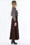 Knitted Skirt with Stitch Detail Dark Brown - 6