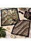 2-Piece Women's Scarf Set – Square 50X50 Bandana Scarf with Leopard Pattern and Tropical Panther Figures