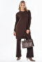 Ribbed Knitwear Tunic Dark Brown - 2