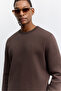 Men's Brown Crew Neck Injection Printed 3 Thread Raised Sweatshirt A62Y1291 - 2