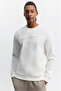 Men's Ecru Crew Neck Injection Printed Interlock Sweatshirt A62Y1284 - 5