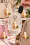 Keychain and Charm with Cute Yellow Rabbit and Carrot Figures - 2