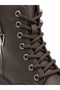 Women's Half Ankle Stitched Sole 5 cm Heel 20 cm Length Zippered Lace-Up Boots-Brown - 5