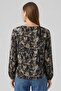 Women V-Neck Long Sleeve Allover Print Blouse, Multicolor - 4