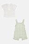 Toddlers Girl 2 Pcs Checkered Bunny Romper and T-shirt Set, Multicolor - 3