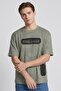 Men Crew Neck Short Sleeve Allover Print T-Shirt, Sage Green