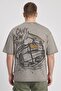 Men Crew Neck Graphic Short Sleeve T-Shirt, Grey - 4