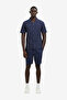Short Sleeve Twill Navy Blue Striped Shirt