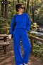 Women's Crew Neck Wide Leg Women's Two-Piece Tracksuit Set Regular Fit