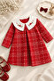 Girls' Plaid Embroidered Dress - 4
